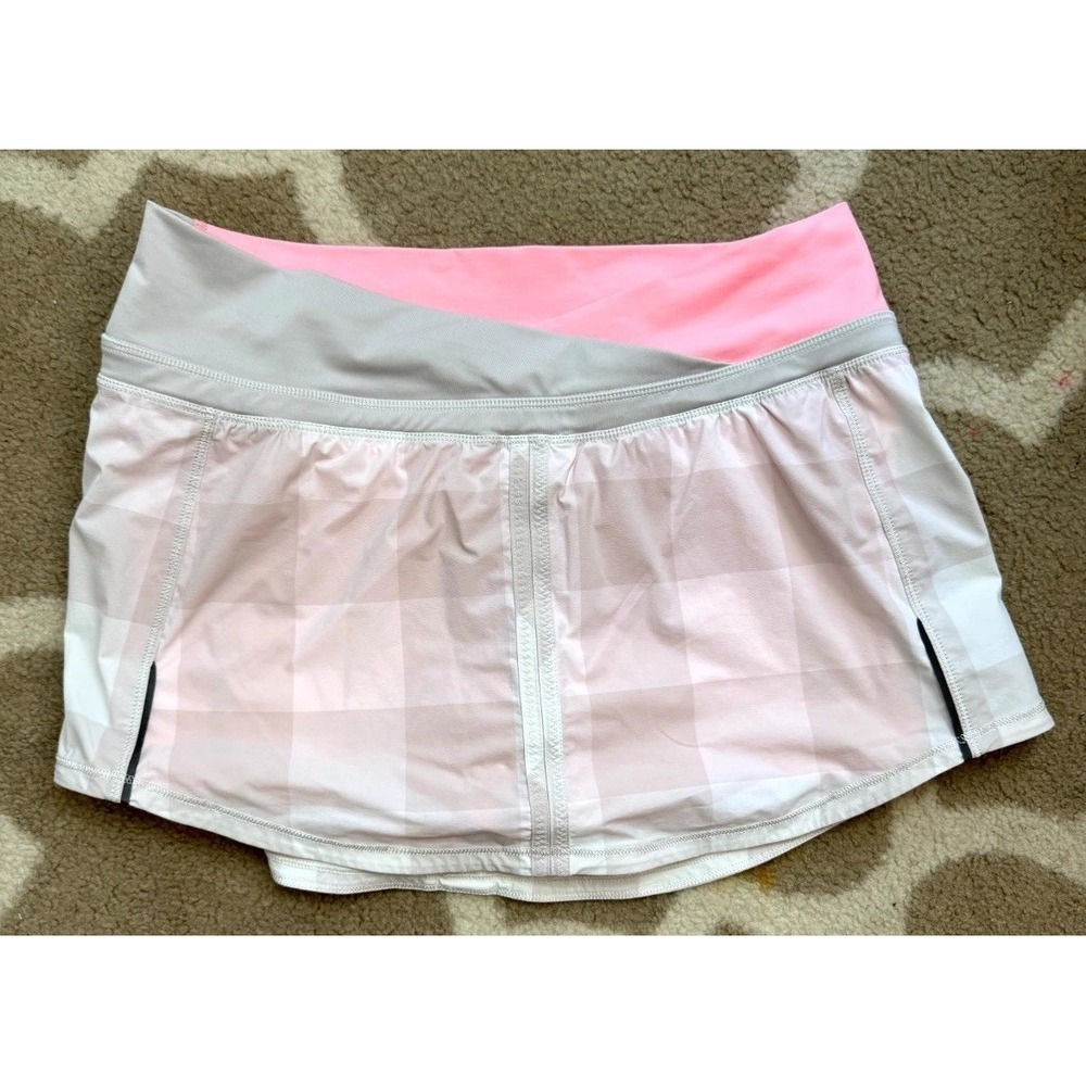 Lululemon Skort Women's 6 Prink White Stretch Logo Pull On Golf Tennis Sports